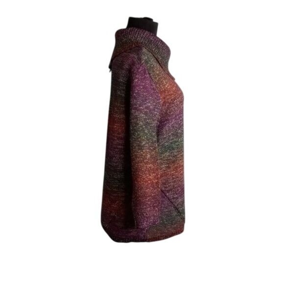 Dress Barn Size L Womens Multicolor Button Cowl Neck Sweater Acrylic Polyester - Picture 6 of 11